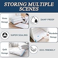 Vista 4 de Paquete de 8 bolsas de almacenamiento al vacío, bolsas ahorradoras de espacio (4 Jumbo/4 medianas/bomba de 1 mano), bolsas de almacenamiento
