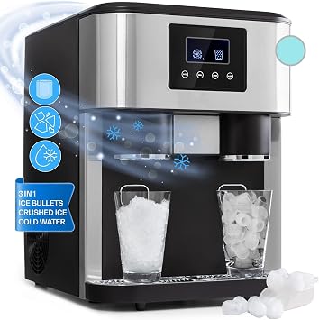 Lcd Ice Cube Maker Machine, Large 12kg Capacity 1.8l Tank,Counter Top Ice Machine for Home and Kitchen, Includes Scooper and Removable Basket,Easy to Clean