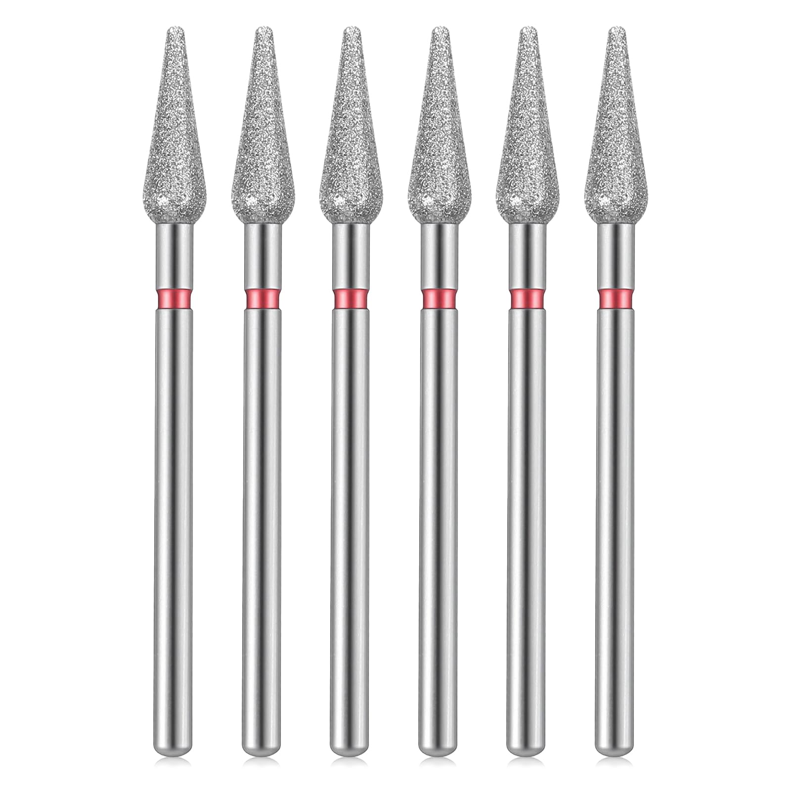 Sibba 6pcs Nagelhautbohrer Nagelfräser Bits Flammen Edelstahl Bit mit Etui für Maniküre Pediküre Diamantbohrer Polierfeile Schleifköpfe Werkzeuge Metall Hartmetall Entferner Set Acryl-Gel-Nägel Stil B