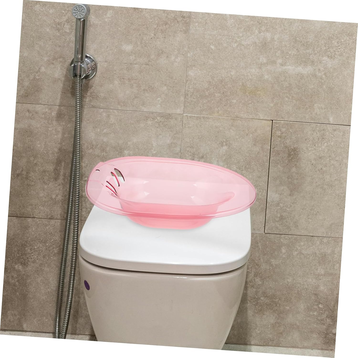 Sitz Bath Basin for Postpartum Care Ergonomic Pink Steaming Tub for Hemorrhoids Relief Comfortable Soaking Accessory with Drain Fit for Standard Toilets