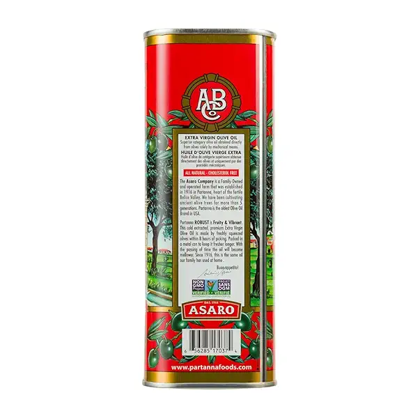Partanna Robust Extra Virgin Olive Oil - Premium 100% Castelvetrano Oil-High Polyphenol-First Cold Pressed - Early Harvest in Sicily - Award Winning Italian EVOO -Monovarietal -33.8 fl oz (1 L) Tin 2