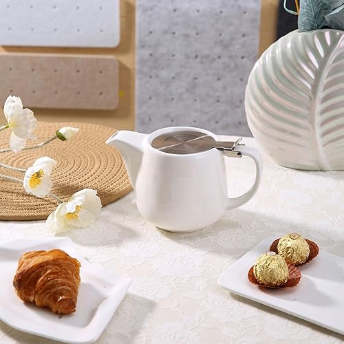Miniatura 5 de Tetera de cerámica con infusor de acero inoxidable para té suelto y té floreciente, tetera de cerámica resistente al calor y tetera de té, tetera