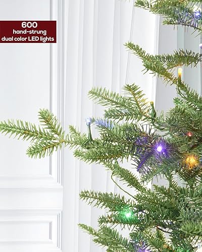 Miniatura 9 de Amaoasis Árbol de Navidad artificial sin luz de 7.5 pies, abeto álamo temblón, sin luces, con bisagras, decoración festiva, verde