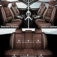 Vista 6 de URINOVET Funda de cuero para asiento de automóvil, fundas de asiento de lujo impermeables para KIA Forte Koup 2010-2016 (juego completo, café)