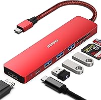 Vista 10 de BENFEI Hub USB C 5 en 1 con HDMI 4K (certificado), entrega de energía de 100W, 3 USB-A, cable de silicona, carcasa de aluminio compatible