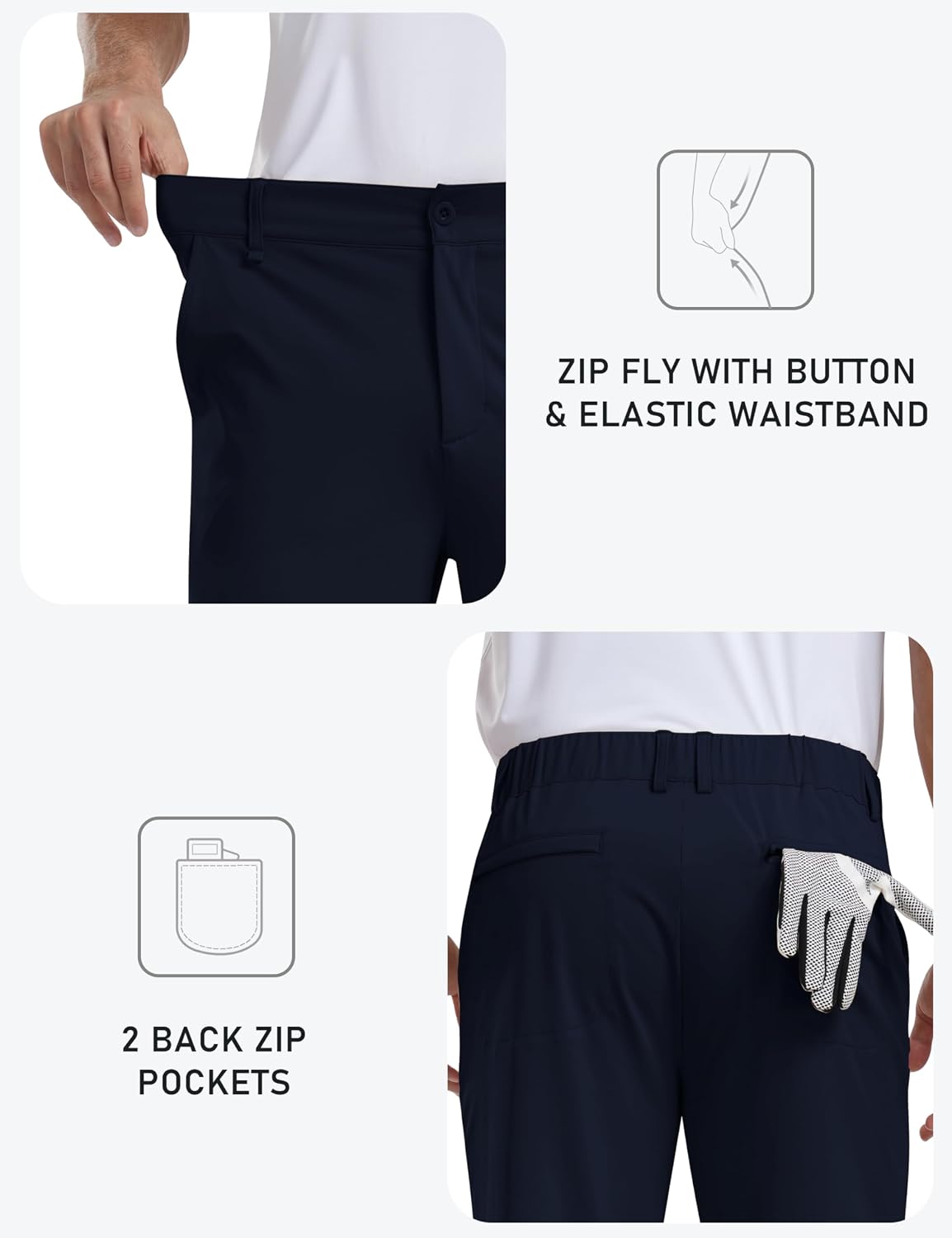 MoFiz Mens Golf Pant Joggers Stretch Pants 30"/32" Quick Dry Comfy Lightweight Casual Athletic Pant Trousers with Pockets