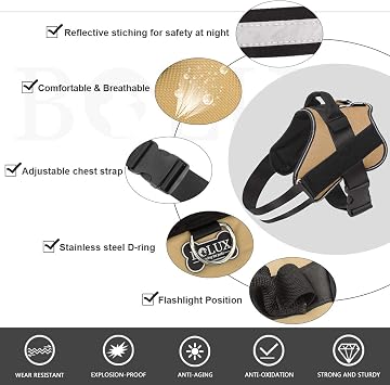 Bolux Dog Harness, No-Pull Reflective Dog Vest, Breathable Adjustable Pet Harness with Handle for Outdoor Walking - No More Pulling, Tugging or Choking (Army Yellow, XS)