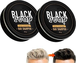 2pcs Natural Grey Hair Removal Soap, Gray Hair Coverage Soap-Effective Blocking of Gray Hair Formation, Grey Solid Remover,East Moon Black Soap, Hair Darkening Shampoo Bar for Gray Hair