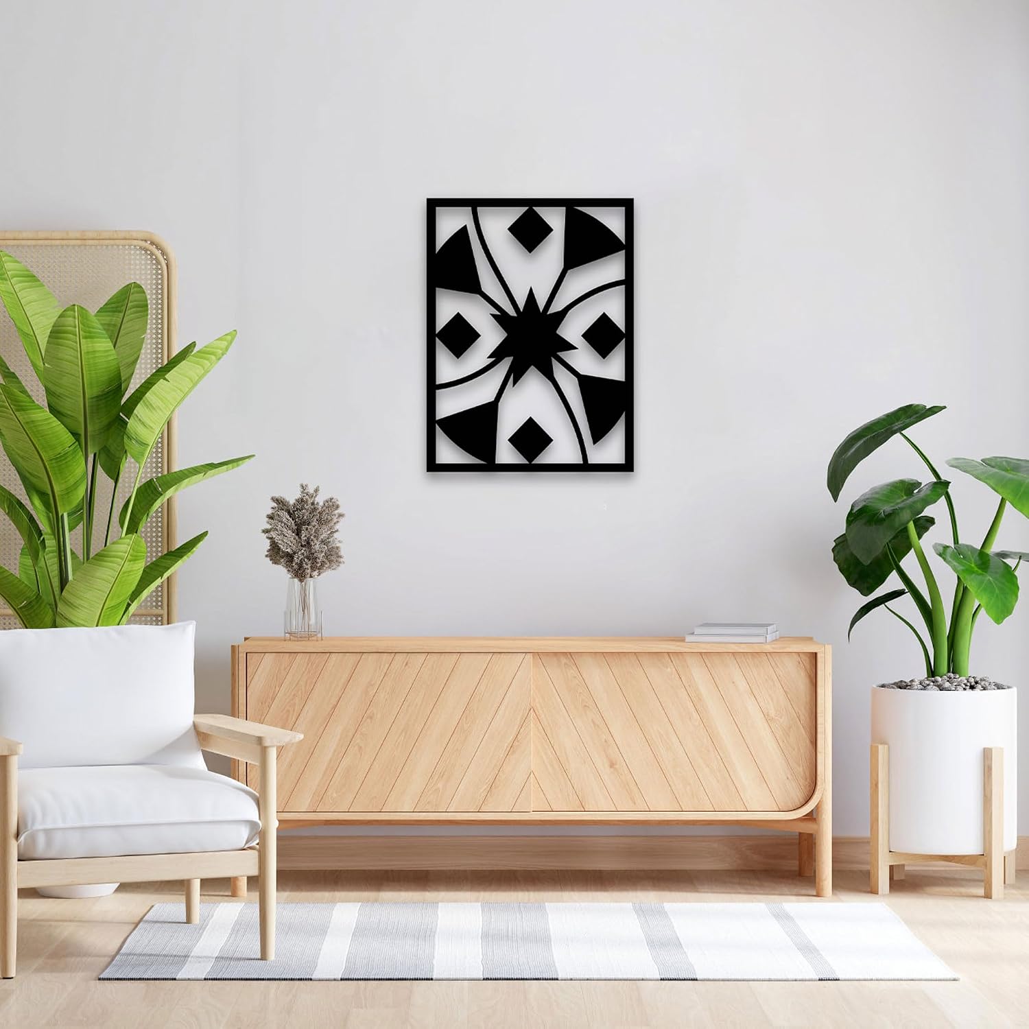 GlintHome Minimalist Wall Art - Black Abstract Metal Wall Decor 3D Textured Metal Wall Sculptures for Living Room Bedroom Bathroom Study Room