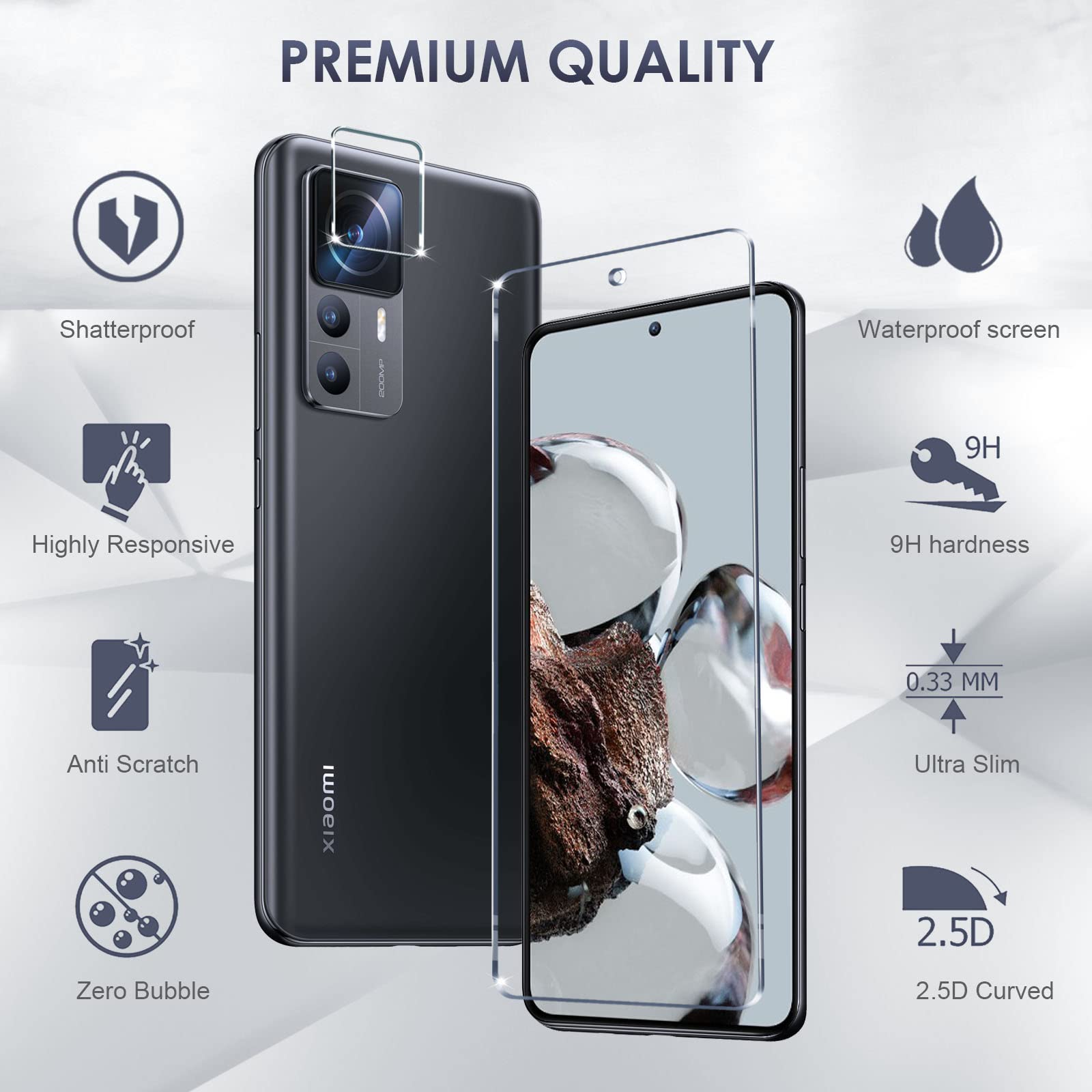 Kiewhay Schutzfolien-Set Für Xiaomi Redmi Note 12 Pro+ 5G – 3x Display + 2x Kameraschutz, 9H Härte, HD Klar