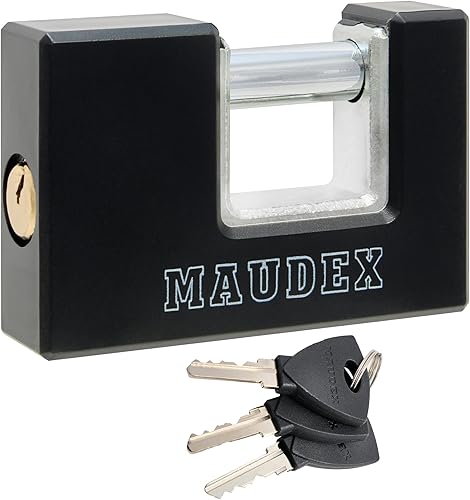 Maudex RZB75 Candado resistente para contenedores con 3 llaves - Eslabones de acero resistentes al corte de 10 mm - Protección ABS contra la