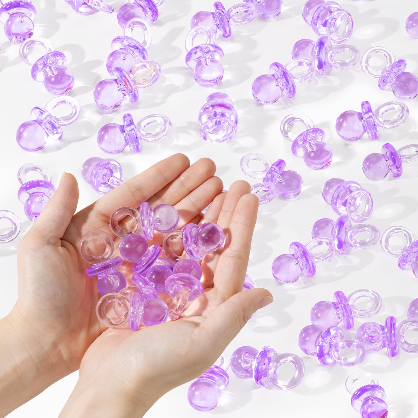 36 Acrylic Pacifiers for Baby Shower Game, 1.75 Inch Cute Baby Shower Pacifiers, Purple Pacifiers for Baby Shower Decoration DIY, Gender Reveal Party