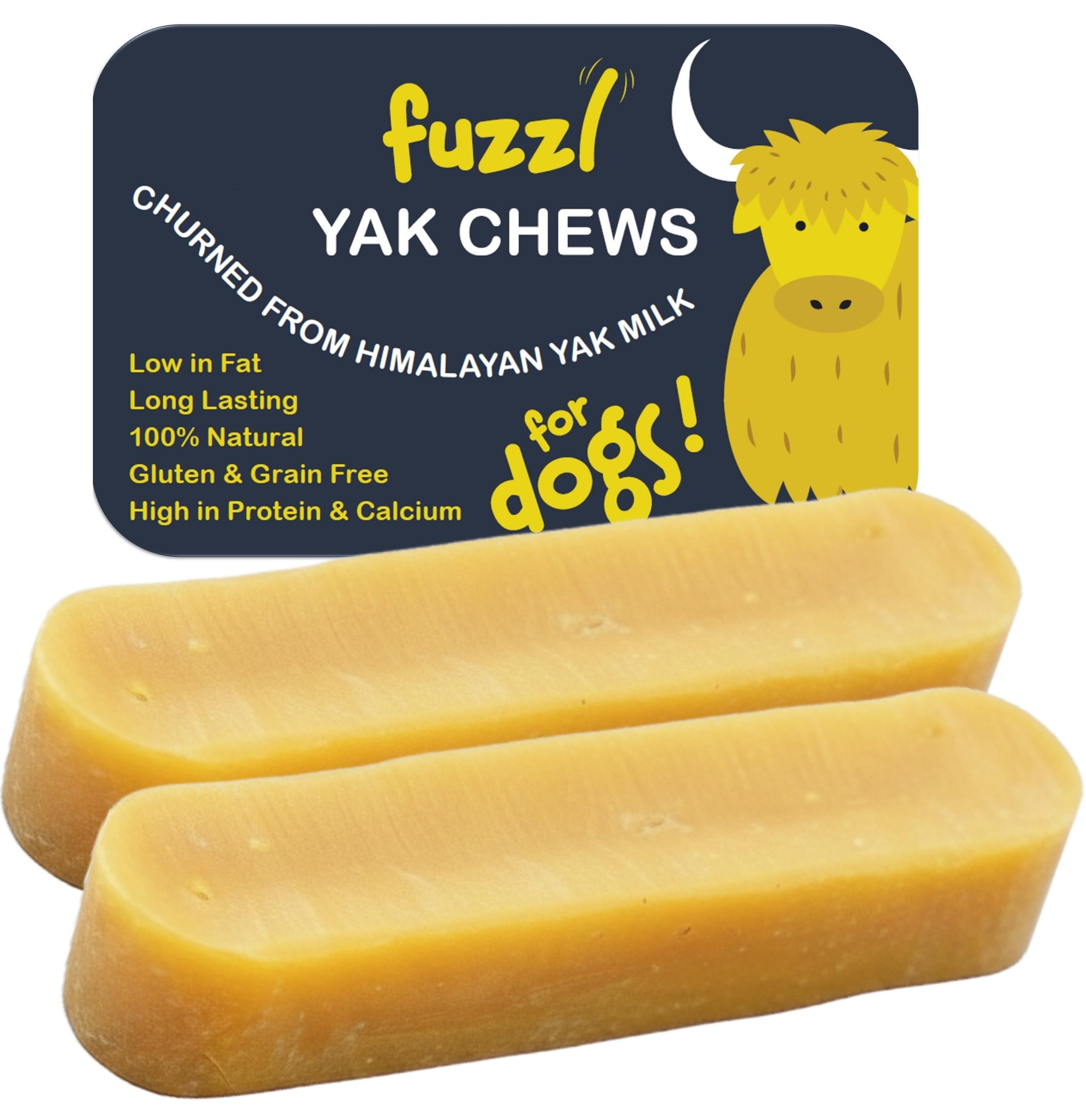 Fuzzl Premium Yak Chews for Dogs - 2 Pack Large 260g - Natural Dog Treats with Himalayan Yak Milk - Yak Chew No Hide Dog Food Natural Dog Chews Long Lasting Dog Dental Sticks Dog Dental Chews