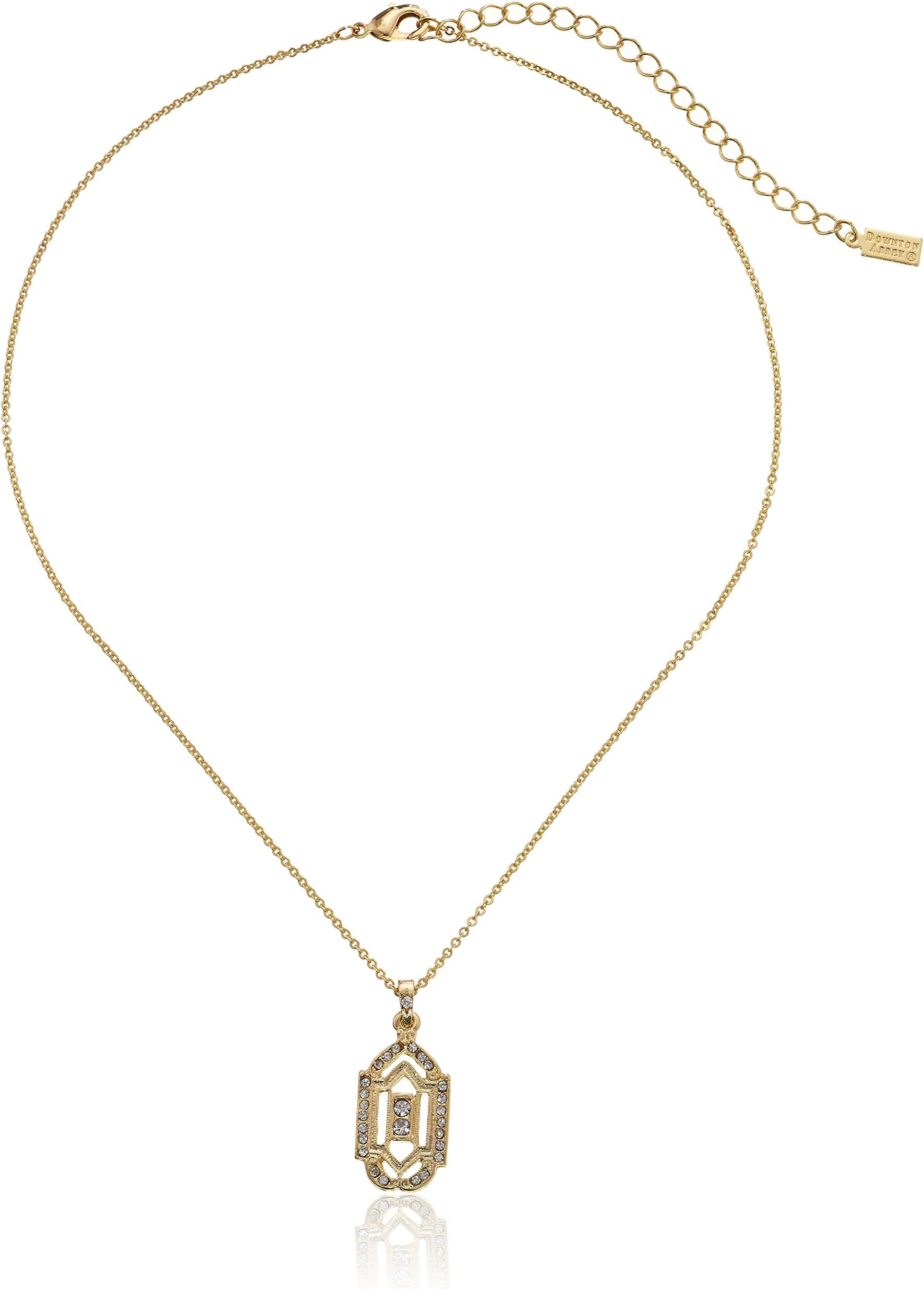 Downton Abbey Gold-Tone Crystal Art Deco-Inspired Pendant Necklace