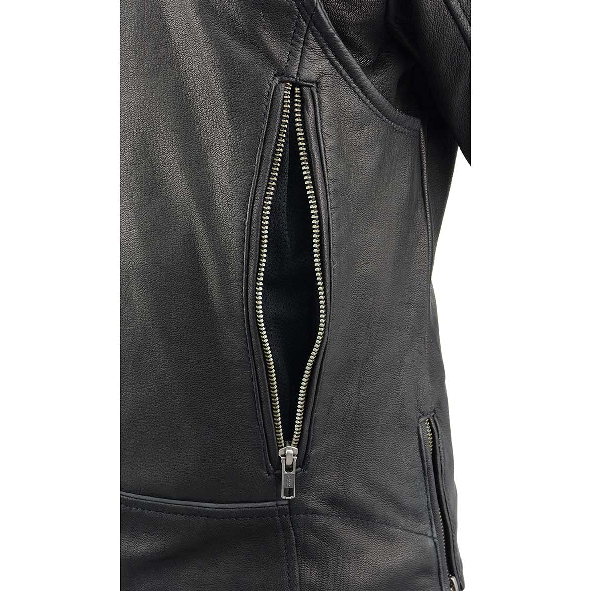 Milwaukee Leather MLL2581 Womens Black Classic Leather Lightweight Long Length Vented Jacket — view 2