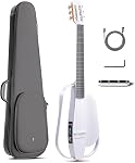Enya NEXG 2 Guitare Acoustique-Électrique de base Carbon Fibre Guitare de voyage Smart Acustica Guitare électrique pour adultes avec 50W Haut-parleur sans fil, interrupteur de pied et Gigbag(Noir) 50W Haut-parleur sans fil, écran tactile couleur, 20 Présets, Looper, Drum Ma