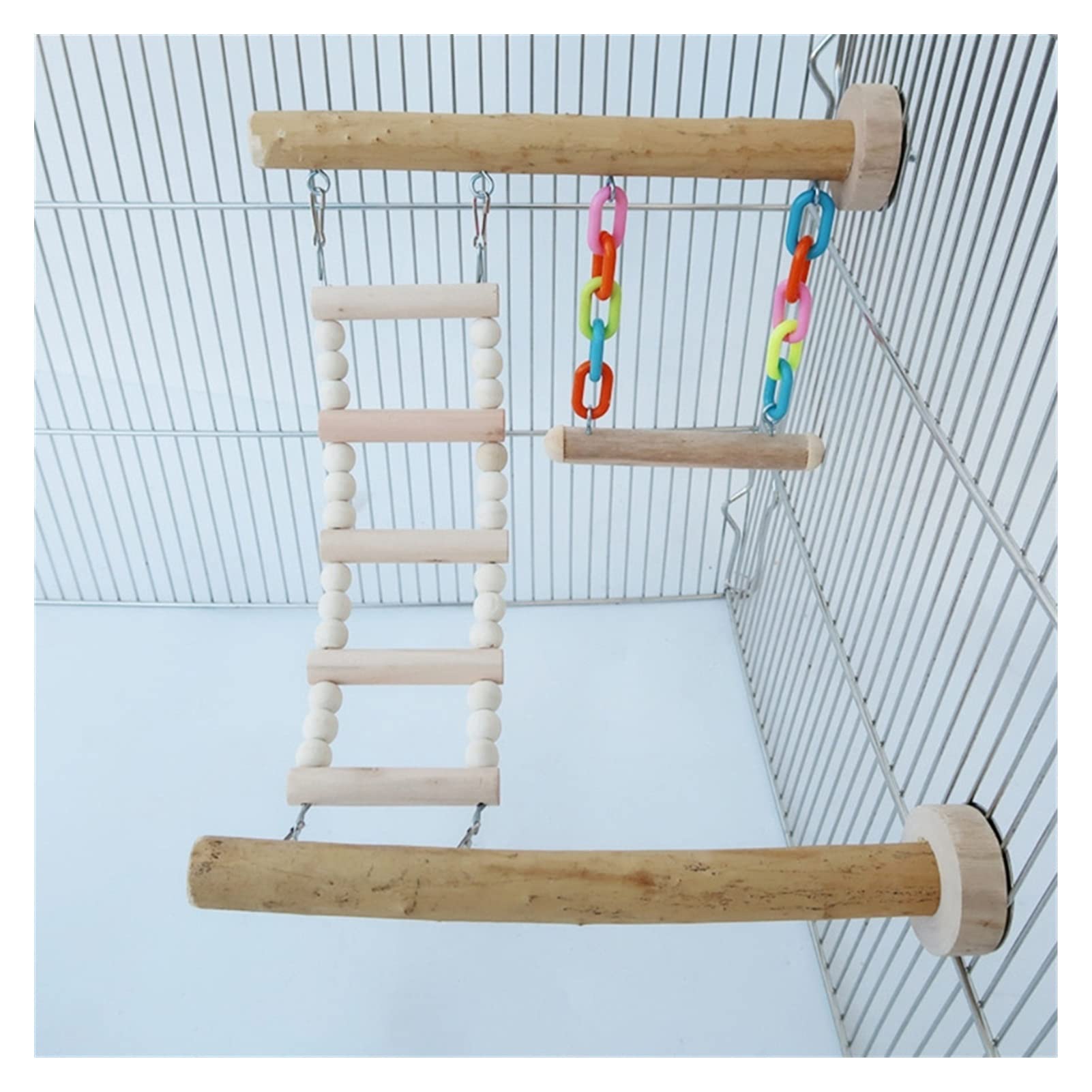 Juguete para pájaros, madera, pájaro, barca, juguete, loro, columpio, escalera de escalada Birdcage, juegos de gimnasios, parque infantil para periquitos, cockatiel, tortolitos