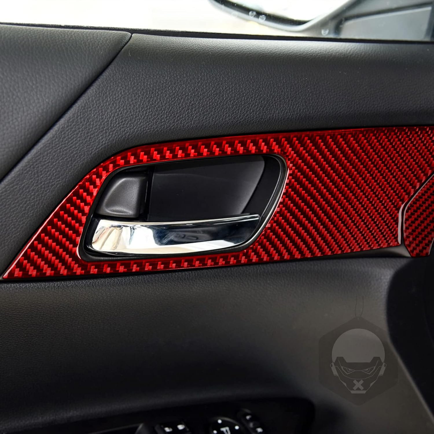 Real Carbon Fiber Anti-Scratches Protective Inner Door Panel Trim Sticker Compatible with Accord 2014 2015 2016 2017 Auto Interior Accessories red 6pcs