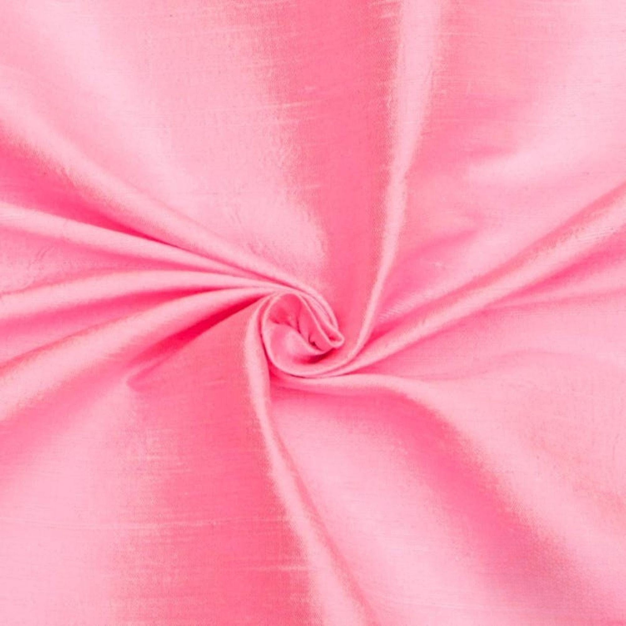 Fabric Mart Direct Light Pink 100% Pure Silk Dupioni Fabric By The Metre, 2 Continuous Metres 104 cm Width Pure Raw Silk Solid Color Pink Wholesale Silk Upholstery Fabric for Curtains Bridal Dress โ image 1