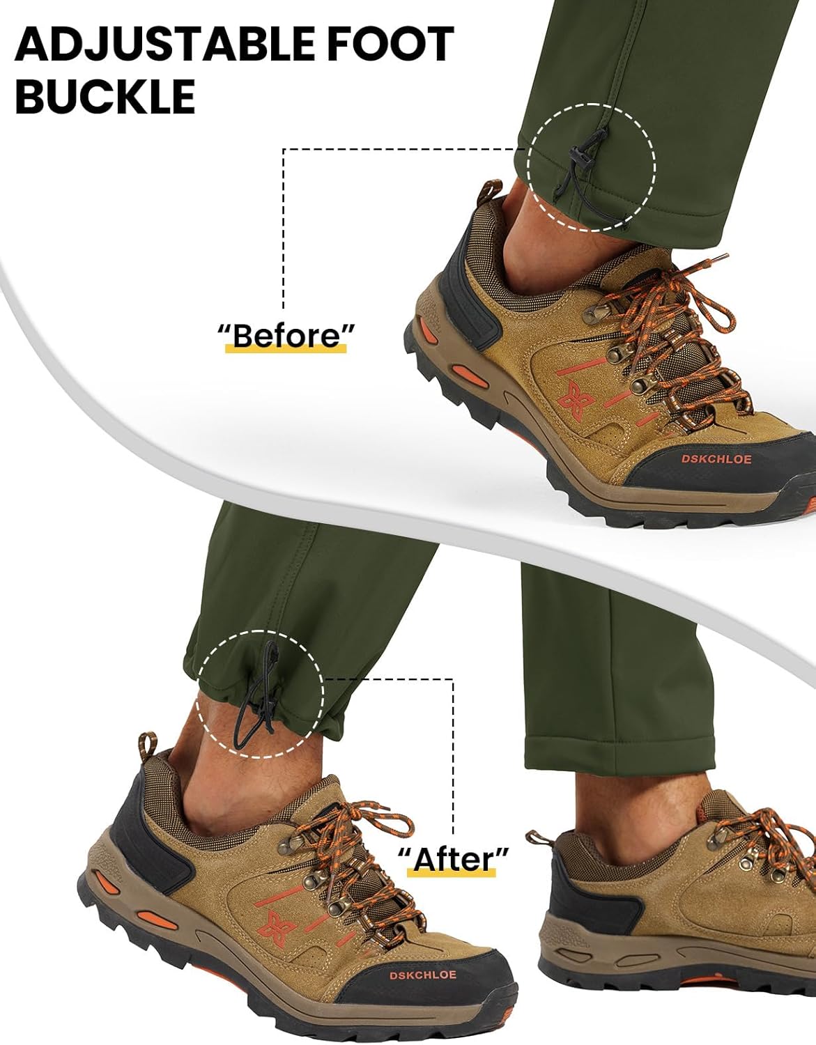 BASUDAM Men's Snow Pants Fleece Lined Winter Insulated Waterproof Softshell Outdoor Hiking Camping Pants Zipper Pockets - Image 6