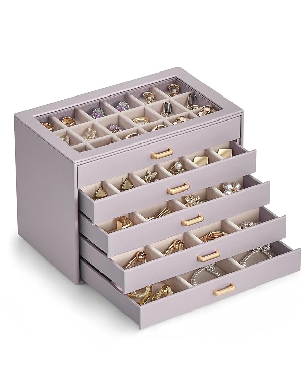 Lolalet Earring Organizer, Jewelry Box with Clear Lid -Purple, 5 Layer by Lolalet - Used condition - US$30.18