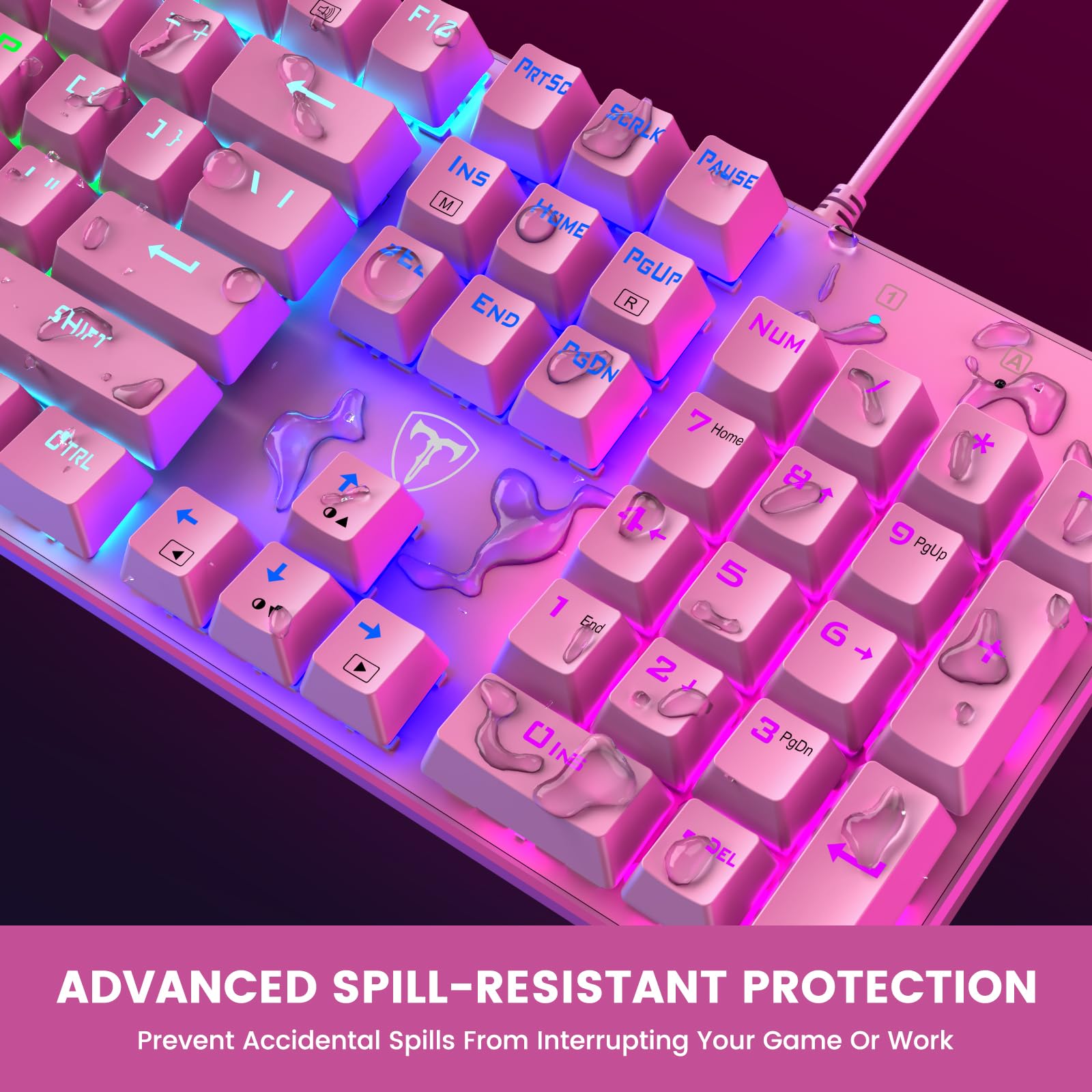 RisoPhy Tastiera meccanica da gioco, RGB 104 tasti ultra-sottile retroilluminata USB cablata tastiera con interruttore blu, tastiera in ABS resistente, anti-ghosting/resistente alle fuoriuscite, per