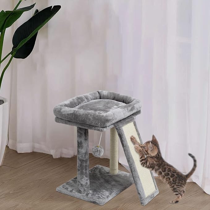 Árbol para Gatos Pequeño con Rascador y Bolas, Gris Claro miniatura 7