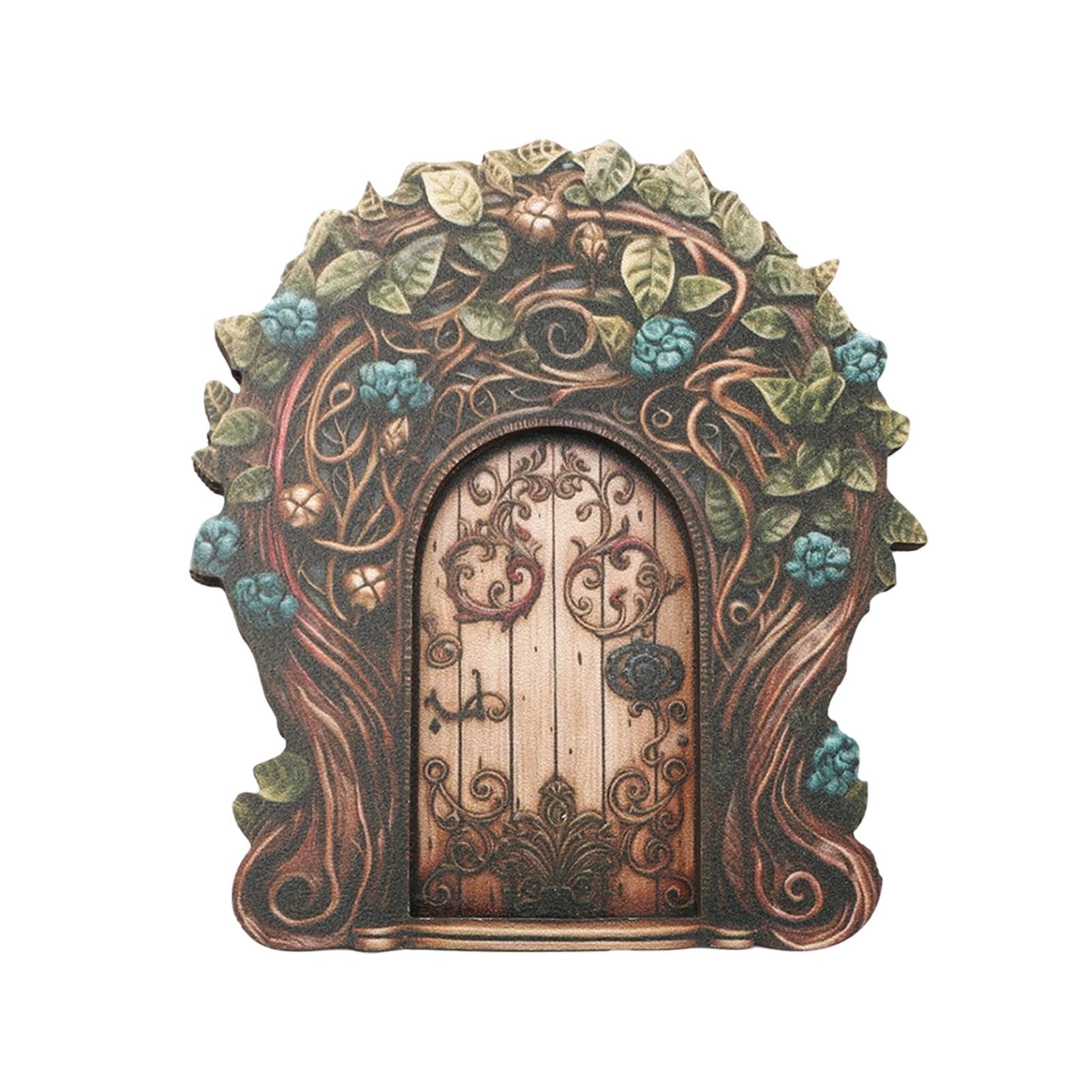 Evikoo Fairy Door - Fairy Garden Door | Wooden Mini Elf Fairy Door | Mini Elf Fairy Door For Garden | Garden Miniatures Ornaments | Fairy Garden Miniatures Adorable Yard Sculpture For Indoors