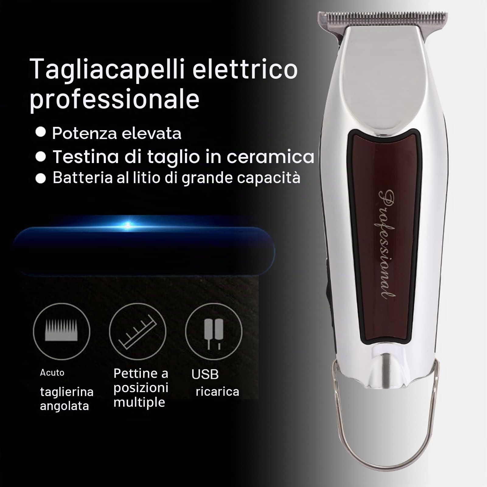 Tagliacapelli Elettrico, Tagliacapelli Professionale Tagliacapelli Modellante Rasoio Intaglio con Ricaricabile Usb(USB)