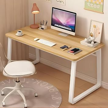 Solid Wood Computer Desk,Modern Simple Computer Desk,Study Writing Desk,Home Office Desk with Metal Legs,Laptop Pc Table Workstation for Home Office80x60x74cm31x24x29inch, Walnut A
