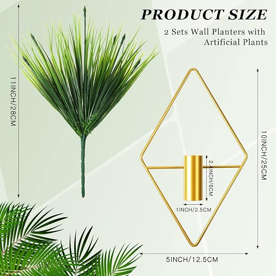 Canlierr 4 Pcs Hanging Plants Wall Decor, Aquatic Plant, Gold