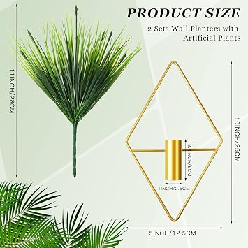 Canlierr 4 Pcs Hanging Plants Wall Decor, Aquatic Plant, Gold