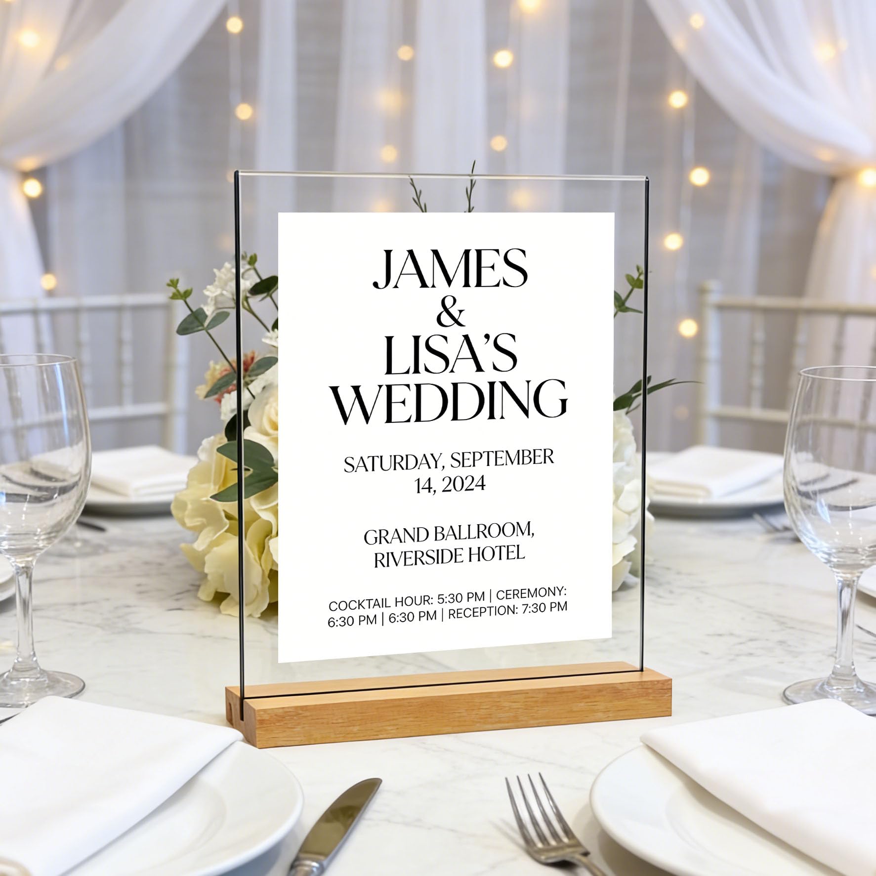 Amazon.com: newnewshow® 8.5x11 Acrylic Sign Holder with Wood Base