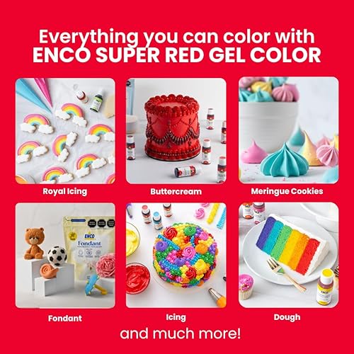 Miniatura 7 de ENCO Gel para Colorear Alimentos Súper Rojo 8.8 oz (250g) Concentrado, Vegano