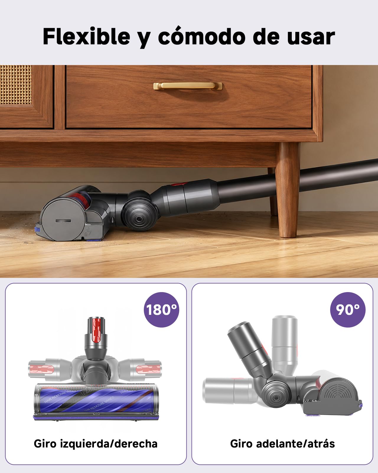 Cepillo Motorizado Anti-Enredos para Dyson V7 V8 V10 V11 V15 – Cabezal de Recambio con Transmisión Directa, Accesorio Turbo para Suelos Duros, Compatible con SV10 SV11 SV12 SV14 SV15 | Cepillo Motorizado para Dyson V7 V8 V10 V11 V15 Aspiradoras