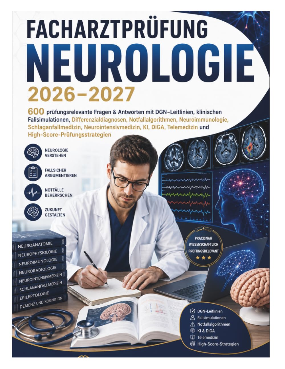 Facharztprüfung Neurologie 2026–2027: 600 prüfungsrelevante Fragen & Antworten mit DGN-Leitlinien, klinischen Fallsimulationen, KI, DiGA, Telemedizin, ... und High-Score-Prüfungsstrategien