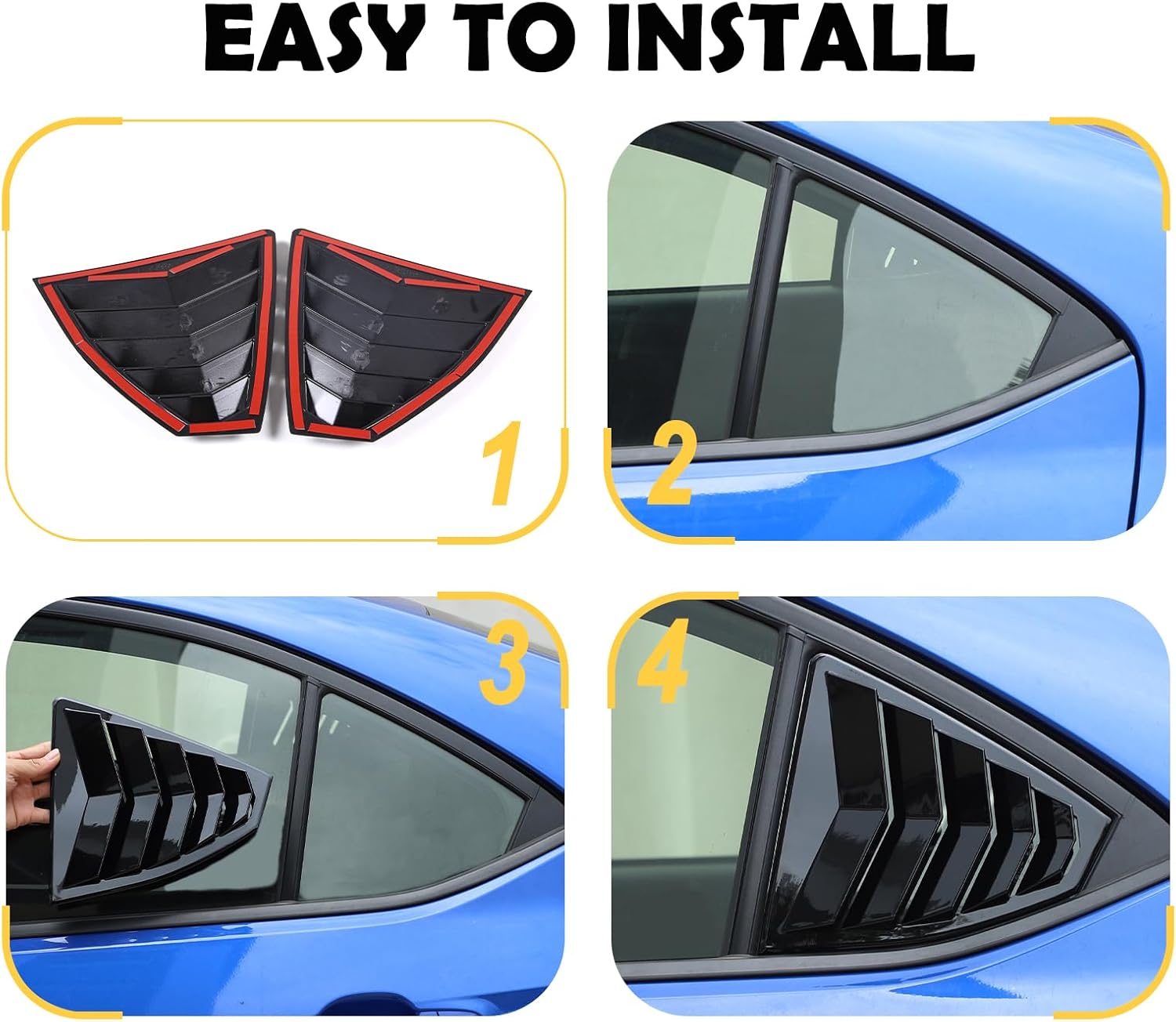 CHEAYAR Rear Side Window Louver Cover Compatible with Subaru WRX 2022-2025, Car Side Window Shutters Air Vent Shades Cover Trim, Rear Quarter Window Cover Trim Pair Accessories (Glossy Black)