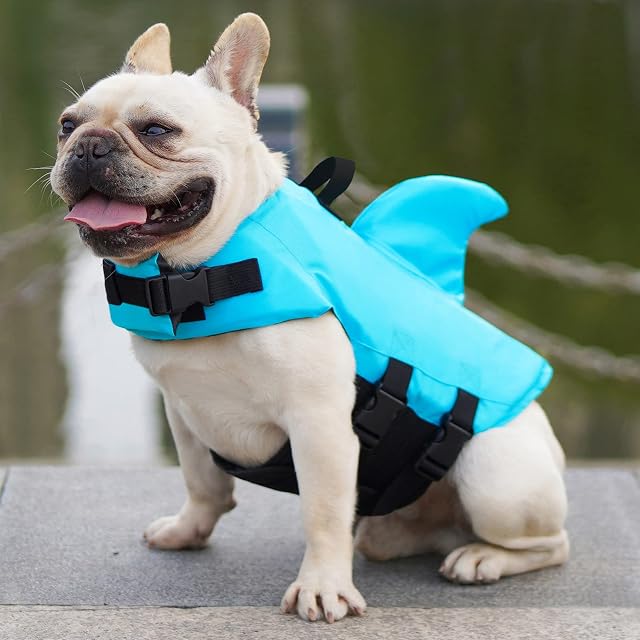 Foto 4 de 6 de FONLAM Chaleco Salvavidas para Perros Mascota Cachorro Flotador Piscina Perros Ropa Chaleco de Seguridad…