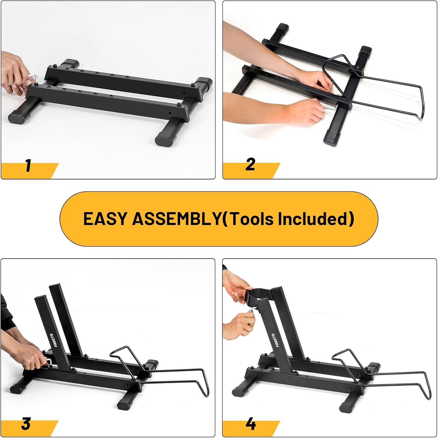 Favoto Bike Stand for E-Bikes, Road & Mountain Bicycles – Adjustable Indoor Floor Garage Storage Rack for 20"-29" Bikes and Fat Tires up to 4.0"