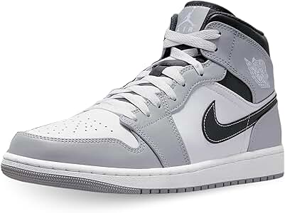 シューズ(男性用) Nike Air Jordan 1 MID LIGHT SMOKE GREY Jordan Mens Air 1 Mid Light Smoke Grey 554724 092 Size - 13