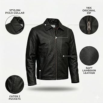 Men's Genuine Lambskin Leather Classic Biker Style Jacket