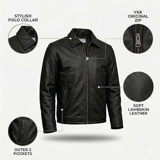 Men's Genuine Lambskin Leather Classic Biker Style Jacket