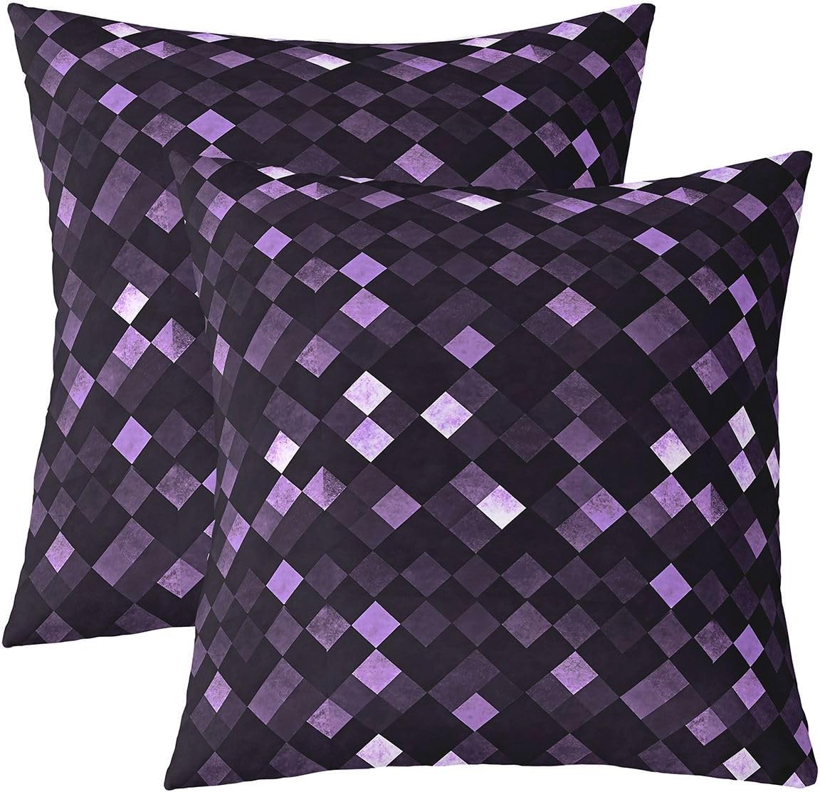 Castle Fairy Pixel Grid Throw Pillow Covers 18"x 18" Set of 2