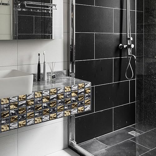 Miniatura 10 de 10 hojas de azulejos impermeables para despegar y pegar, para cocina, azulejos estilo mosaico mexicano de Talavera, azulejos autoadhesivos, azulejos