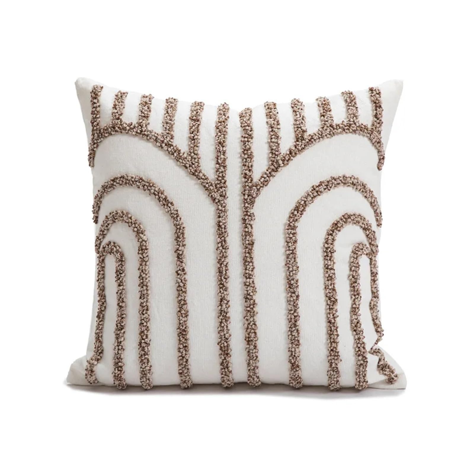 Simple Geometric Coffee Tufted Cushion Cover 45x45cm Tassels Home Decoration Pillow For Sofa Couch Bed Chair(Color02)