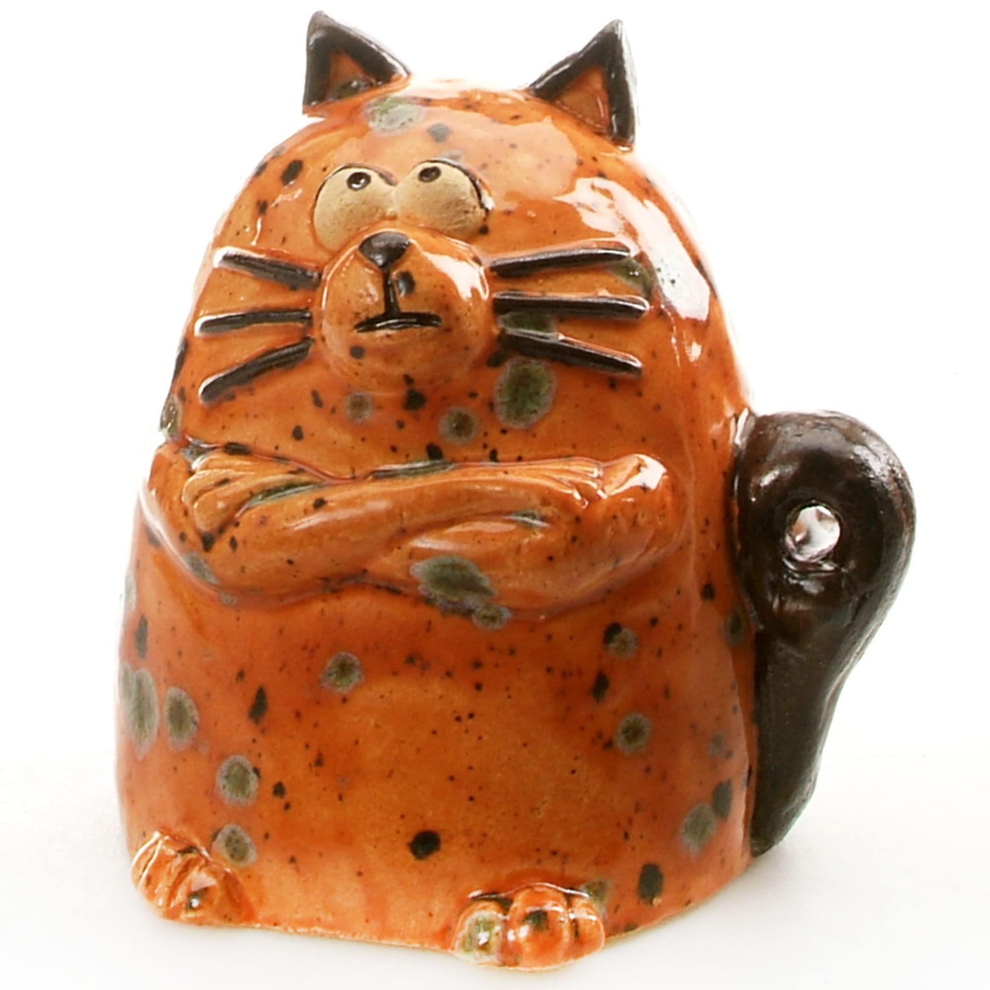 Enigma Supplies Grumpy Ceramic Cat Ornament Quirky Ginger Cat Gift for Cat Lovers
