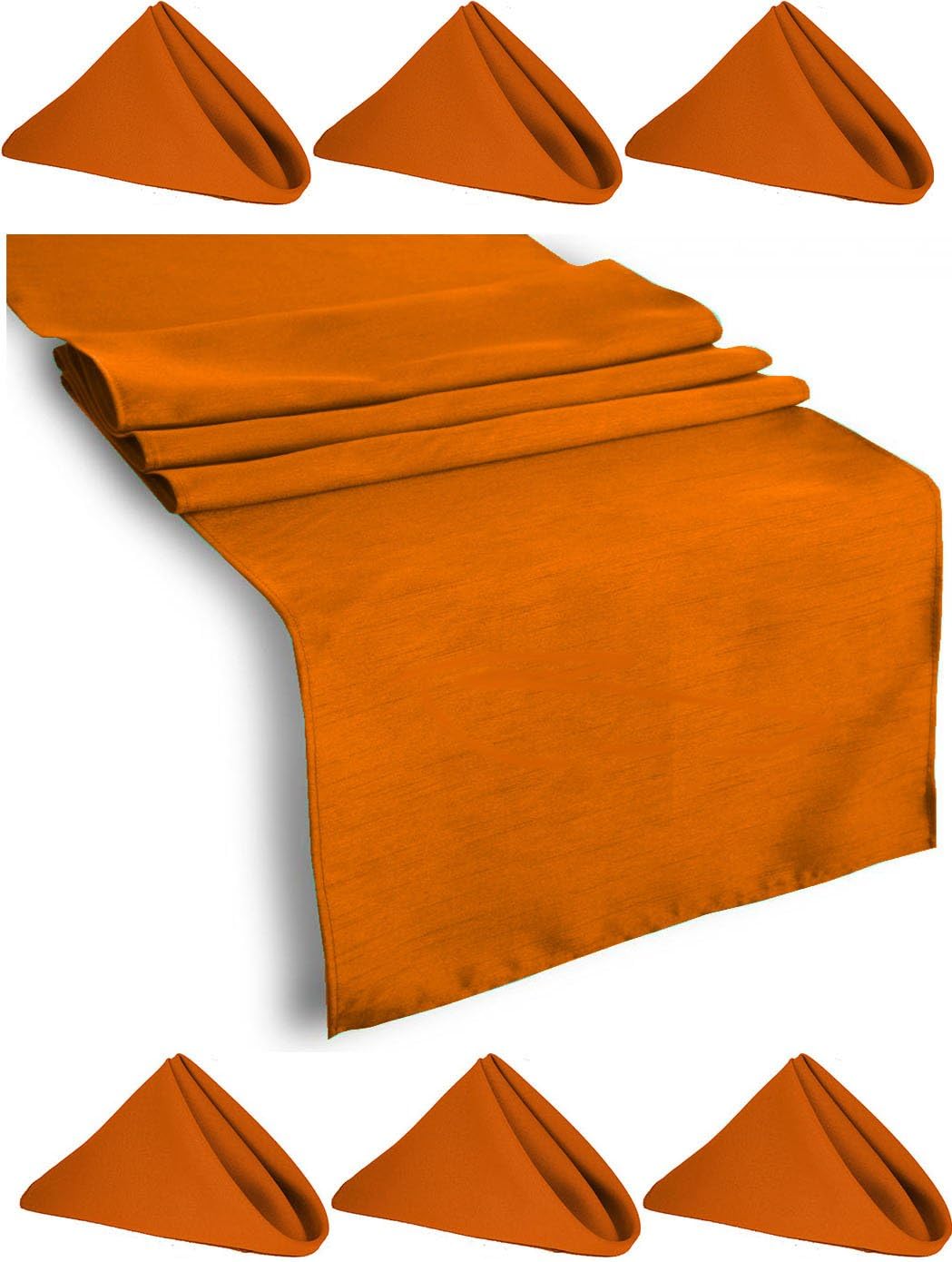 Set Table Runner Polyester 12 X 72 Inch & 6 Napkins Burnt Orange By Broward Linens