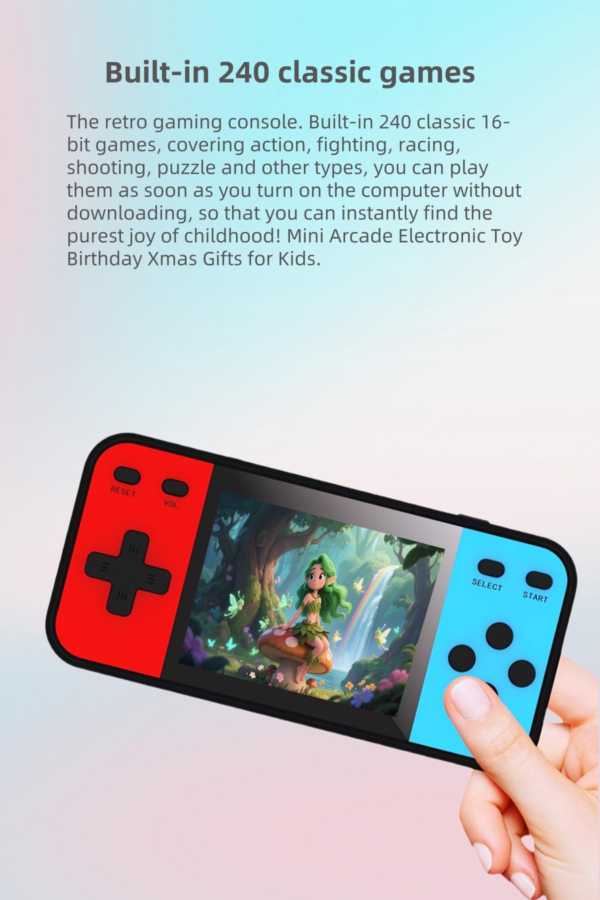 Console de Jeu Portable rétro YHFITN - 240 Jeux Classiques intégrés, Lecteur de Jeux vidéo Portable avec Sortie AV pour TV, Mini système de Jeu pour Enfants et Adultes