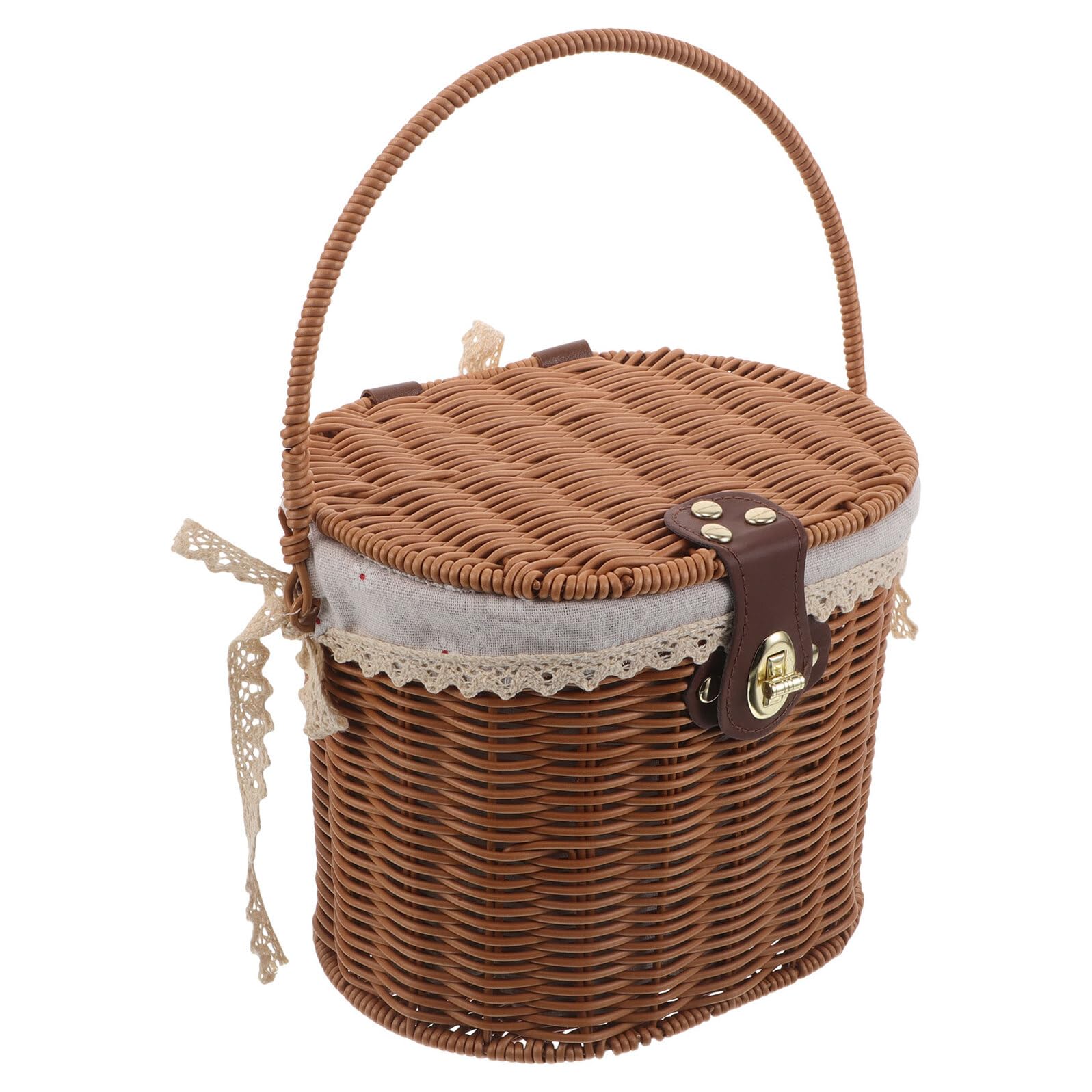 Panier de rangement osier Hohopeti fait en PP marron aux finitions artisanales