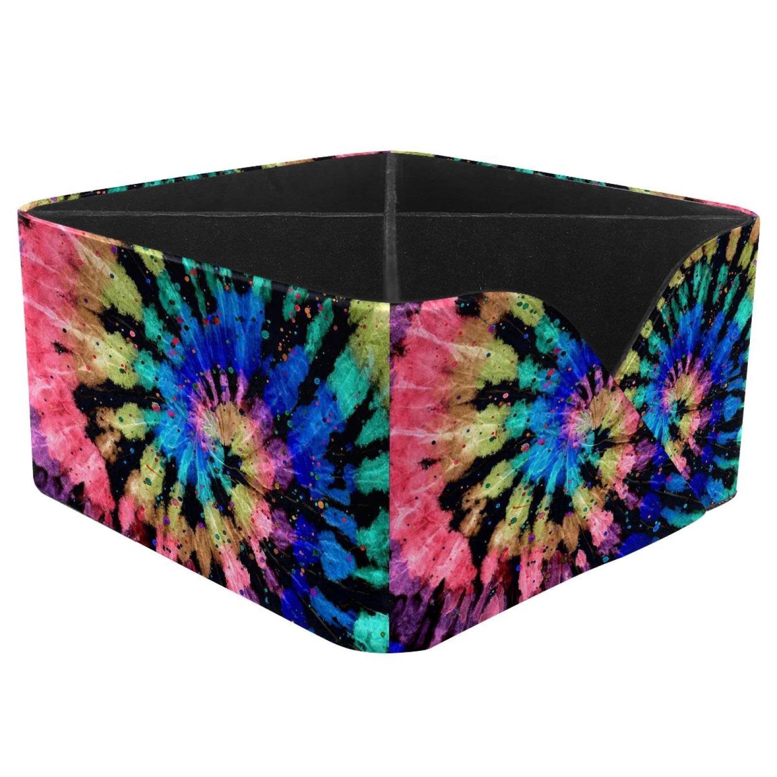 KengjuTesu Tie Dye Pattern Desktop Organizer Pen Holder, Rectangular Pencil Cup for Office, Study and Makeup Stations
